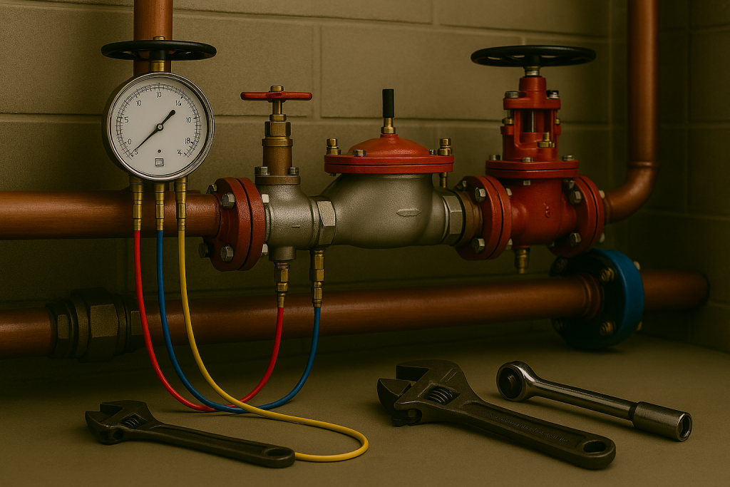 A‑Plus Backflow Terrell TX backflow testing on RPZ assembly