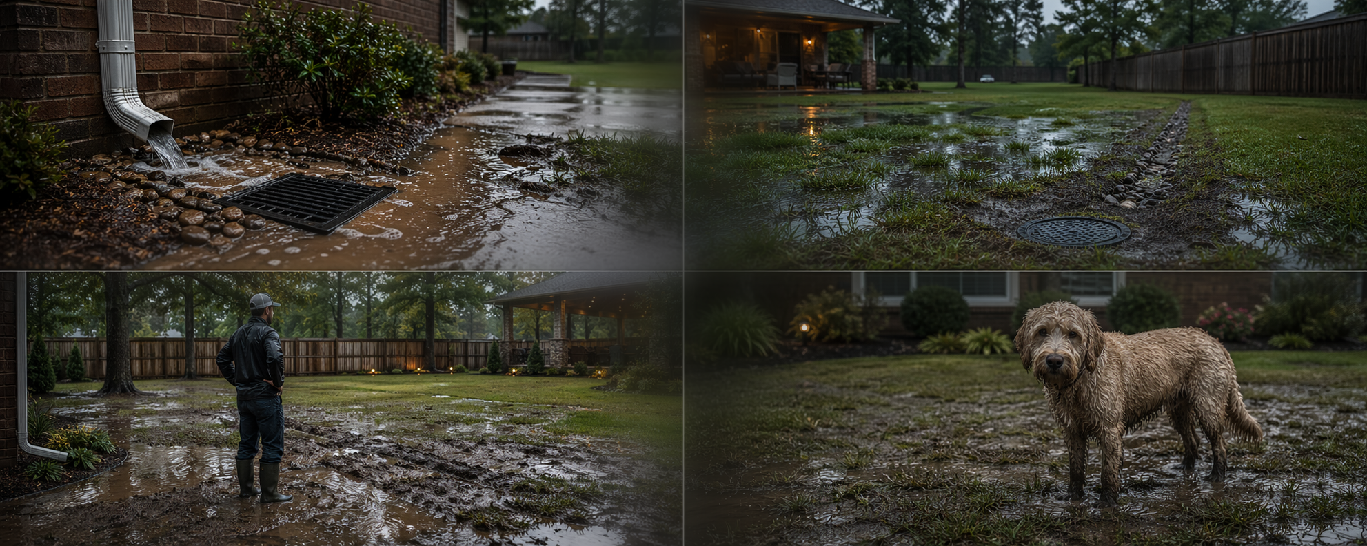 Drainage system scenes and runoff correction examples